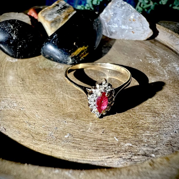 14k Ruby, Diamond Vintage Ring - Picture 1 of 6